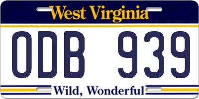 WV license plate ODB939
