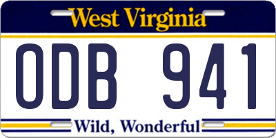 WV license plate ODB941