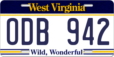 WV license plate ODB942