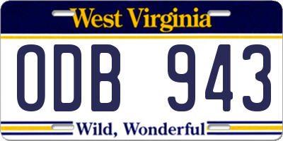 WV license plate ODB943