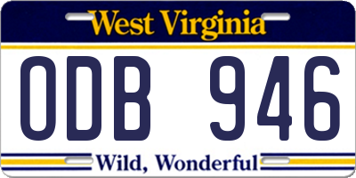WV license plate ODB946
