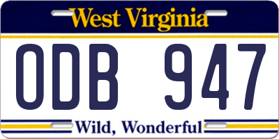 WV license plate ODB947