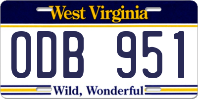 WV license plate ODB951