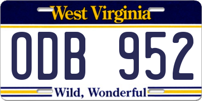 WV license plate ODB952