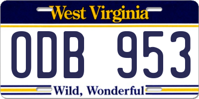 WV license plate ODB953