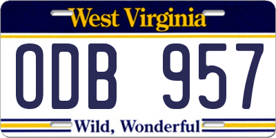 WV license plate ODB957