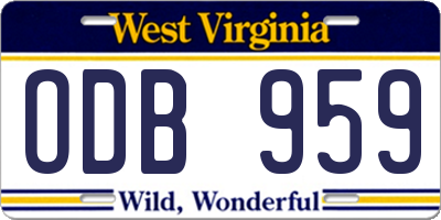WV license plate ODB959