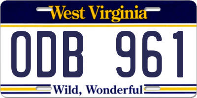 WV license plate ODB961