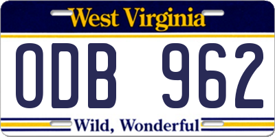 WV license plate ODB962