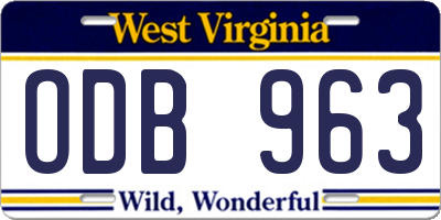 WV license plate ODB963