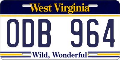 WV license plate ODB964