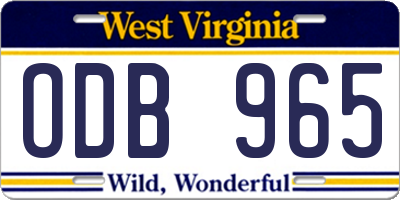 WV license plate ODB965