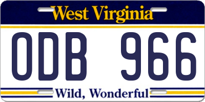 WV license plate ODB966