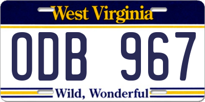 WV license plate ODB967