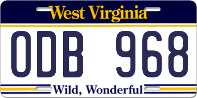 WV license plate ODB968