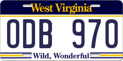WV license plate ODB970