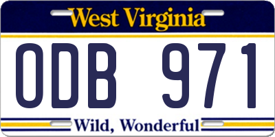 WV license plate ODB971