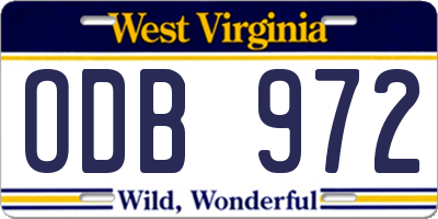 WV license plate ODB972