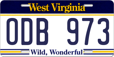 WV license plate ODB973