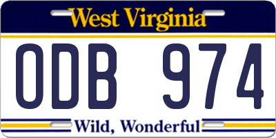 WV license plate ODB974