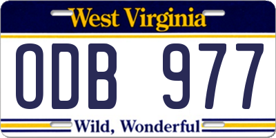 WV license plate ODB977