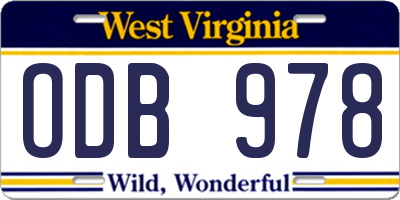 WV license plate ODB978