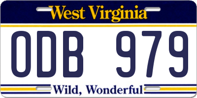 WV license plate ODB979