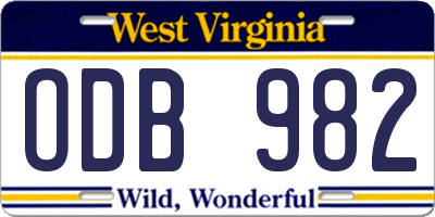 WV license plate ODB982