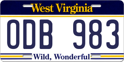 WV license plate ODB983