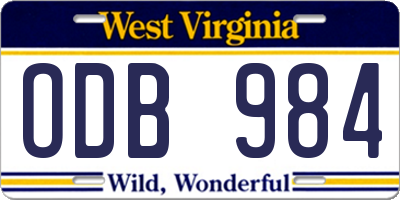 WV license plate ODB984