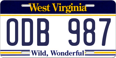 WV license plate ODB987