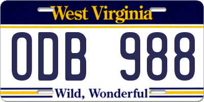 WV license plate ODB988