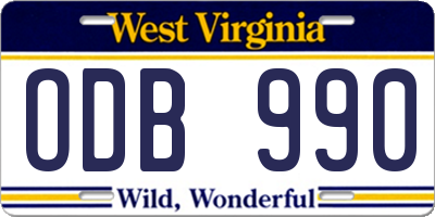 WV license plate ODB990