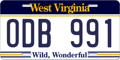 WV license plate ODB991