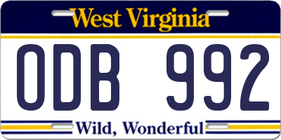 WV license plate ODB992
