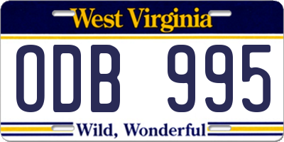 WV license plate ODB995