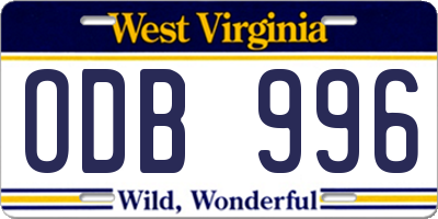 WV license plate ODB996