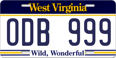 WV license plate ODB999