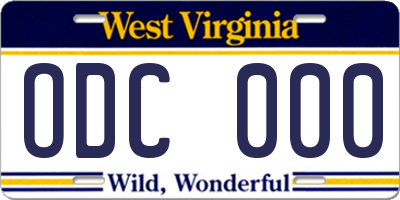 WV license plate ODC000
