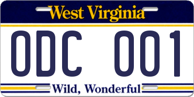 WV license plate ODC001