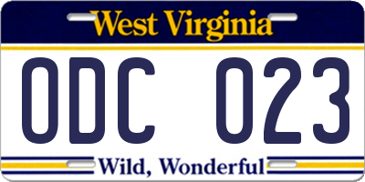 WV license plate ODC023