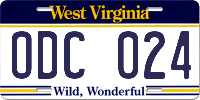 WV license plate ODC024