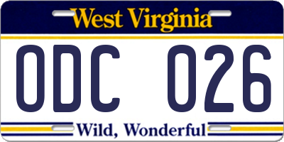 WV license plate ODC026