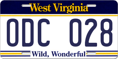 WV license plate ODC028