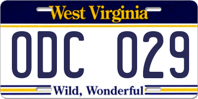 WV license plate ODC029
