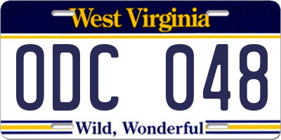 WV license plate ODC048