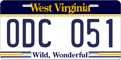 WV license plate ODC051