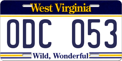 WV license plate ODC053