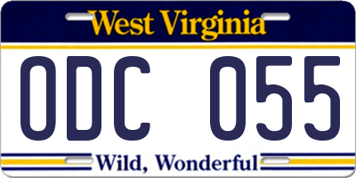 WV license plate ODC055