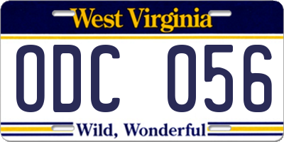 WV license plate ODC056